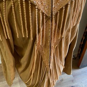 Snake/leather long dress with beads/sequins